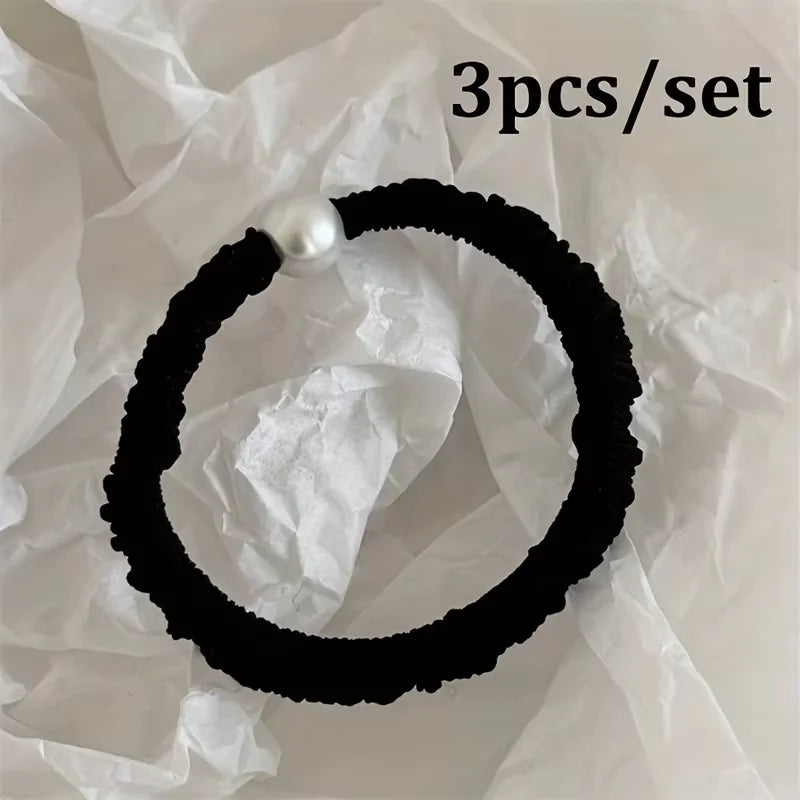 2pcs/set Pearl Skinny Scrunchies Hair Tie