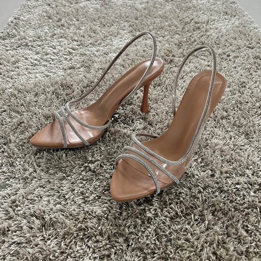 Transparent Heeled Sandals Elegant Pointed Toe