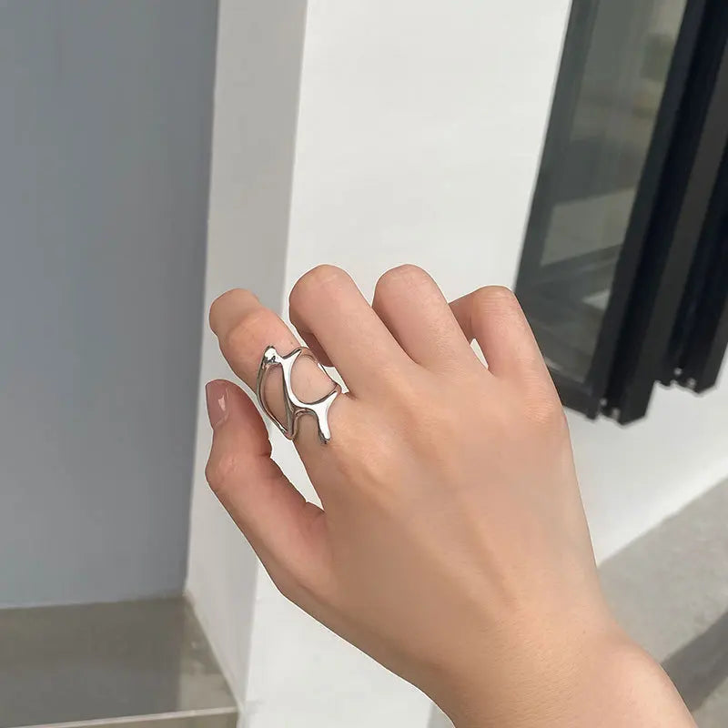 Double Ball Beads Opening Ring