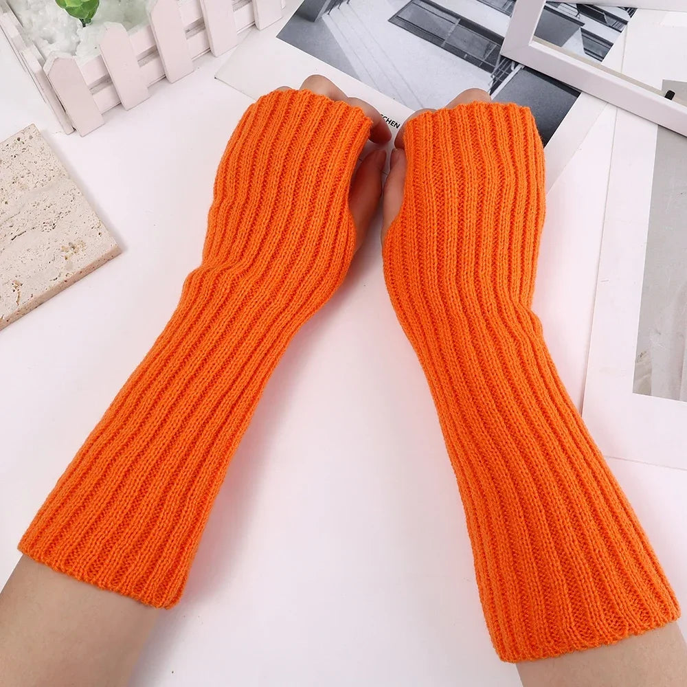 Knitted Arm Warmer Long Fingerless Gloves