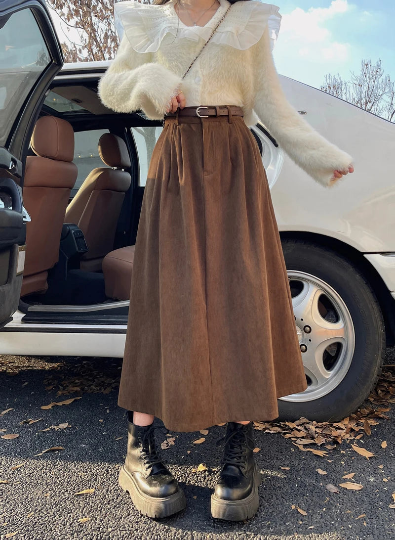 Midi Skirt Women High Waist