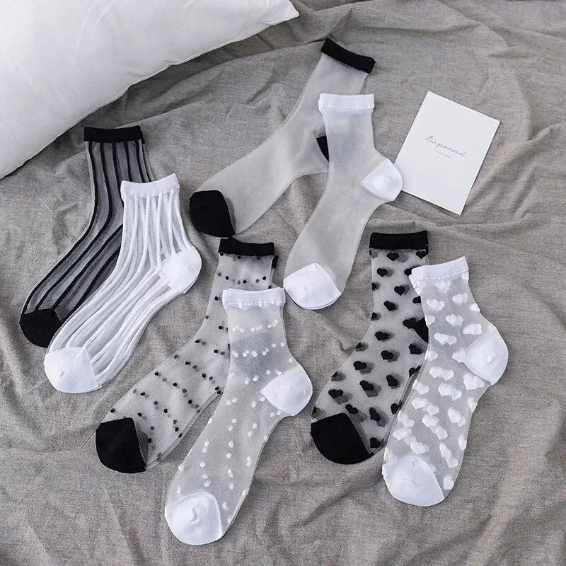 New WOMEN'S Socks Fashion Tulle Mesh Glass