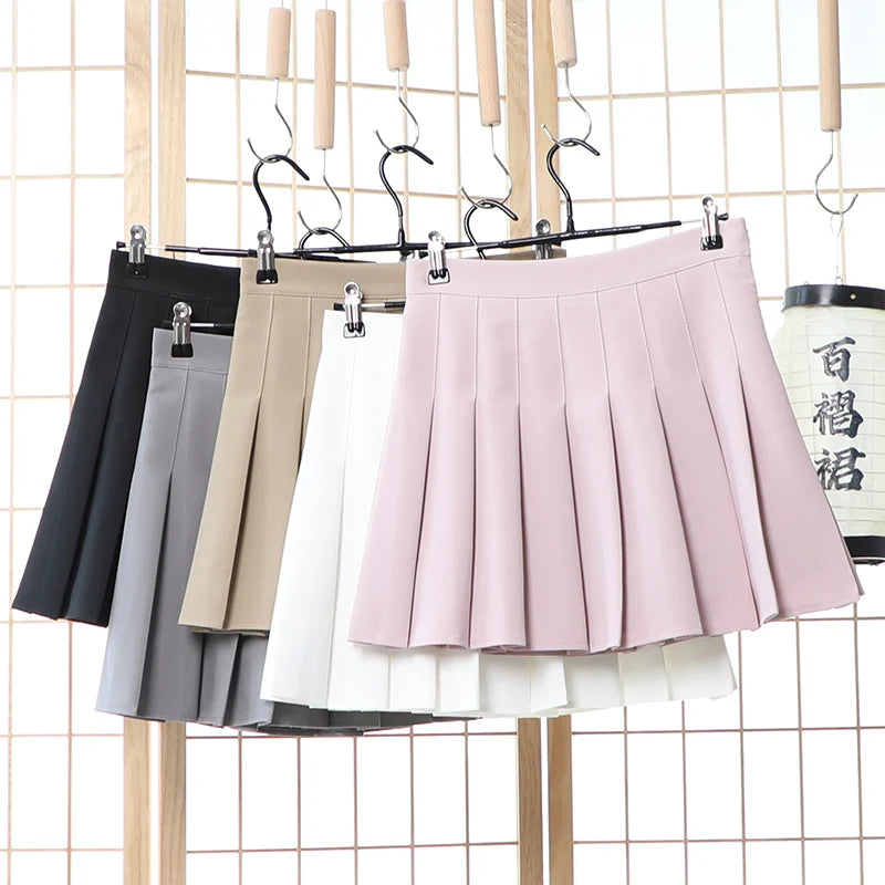 Khaki A-Line Korean Preppy Style Jupes Black Mini Skirts