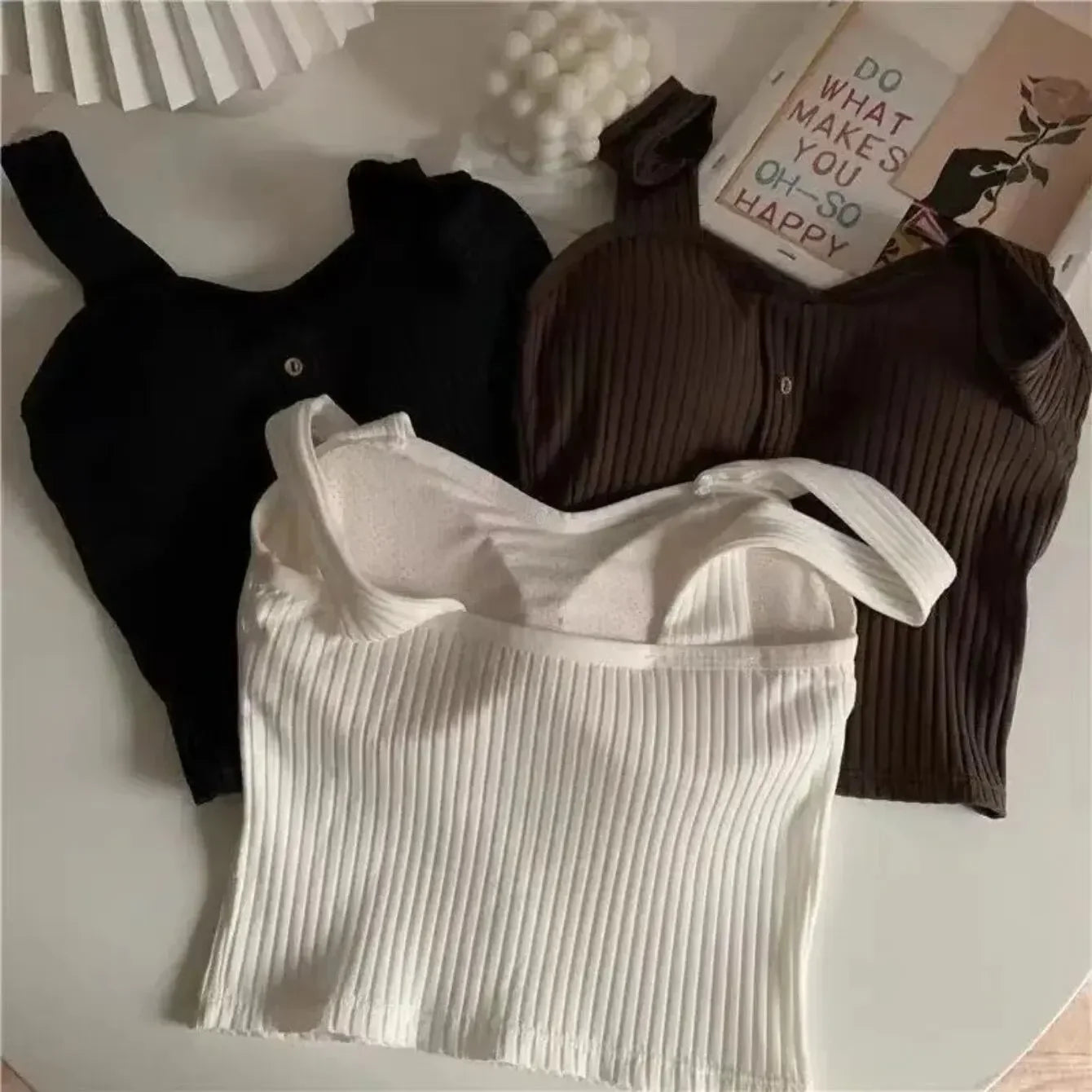Women's Cropped Tops with Bra Pads