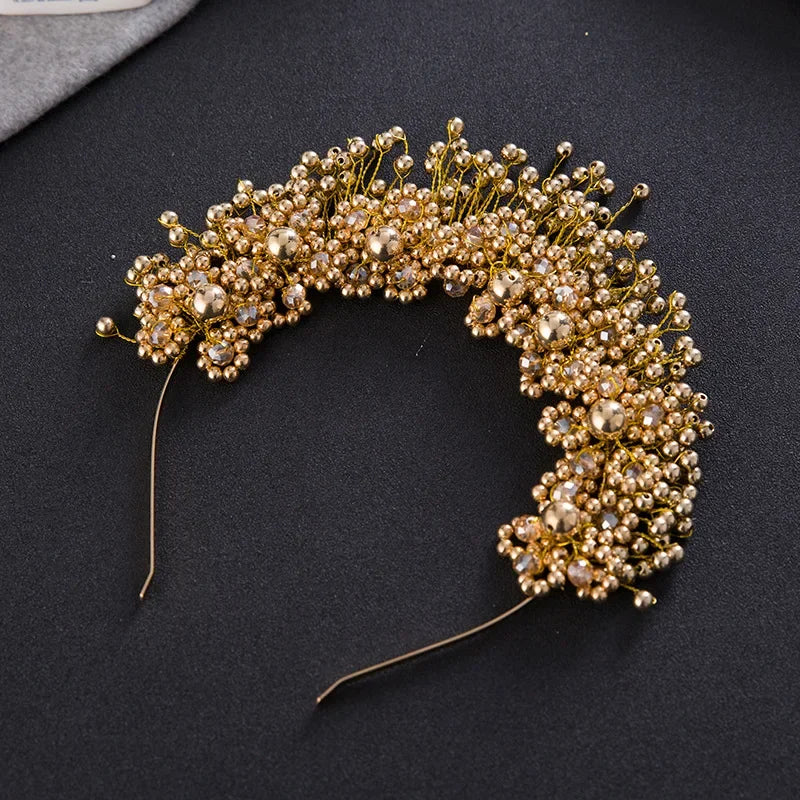 White Pearl Bridal Headband Accessories Diamonds