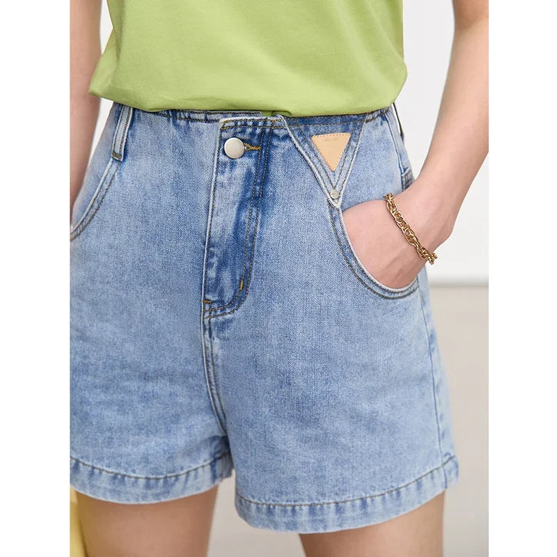 Minimalism Versatile Cotton Loose Women Jeans Shorts