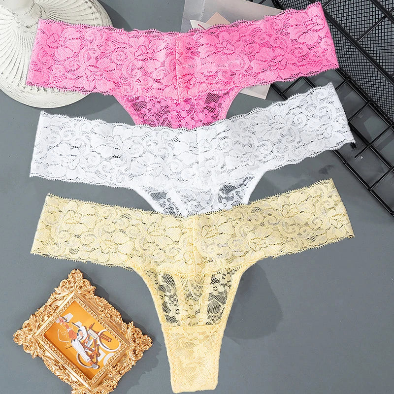 3PCS Lace Floral Women Panties