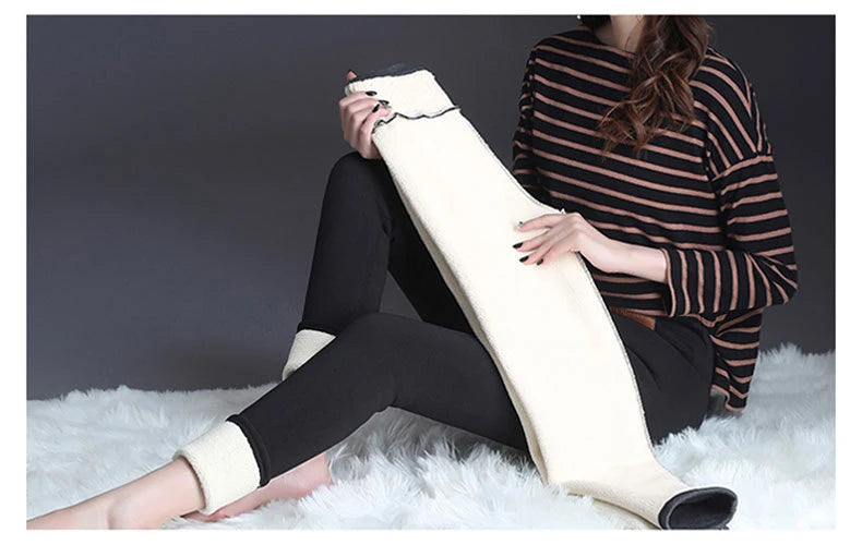 Women Lamb Fleece Legging Seamless High Waist