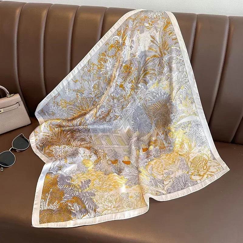 Luxury Design Print Silk Square Scarf