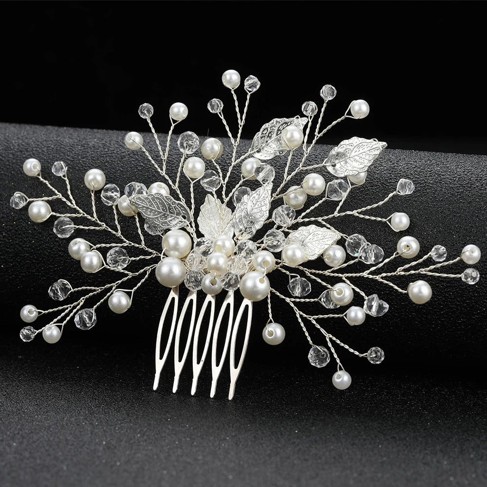 Crystal Pearl Hair Comb Clip Pin
