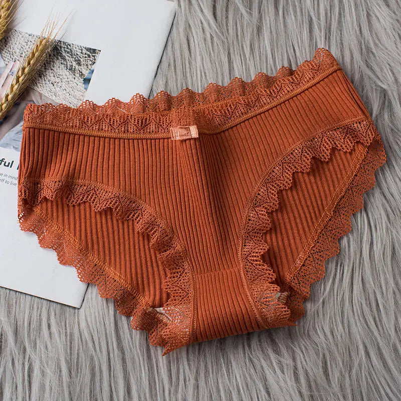 4 Pcs Lace Wavy Trim Bikini Panties