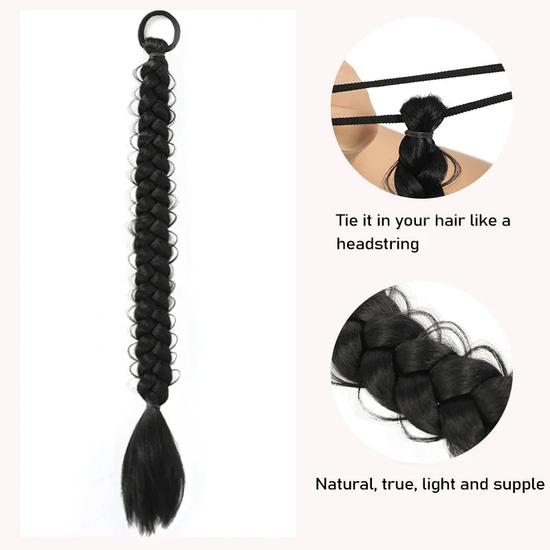 24 Inch Synthetic Long Braided Ponytail Hair Extensions