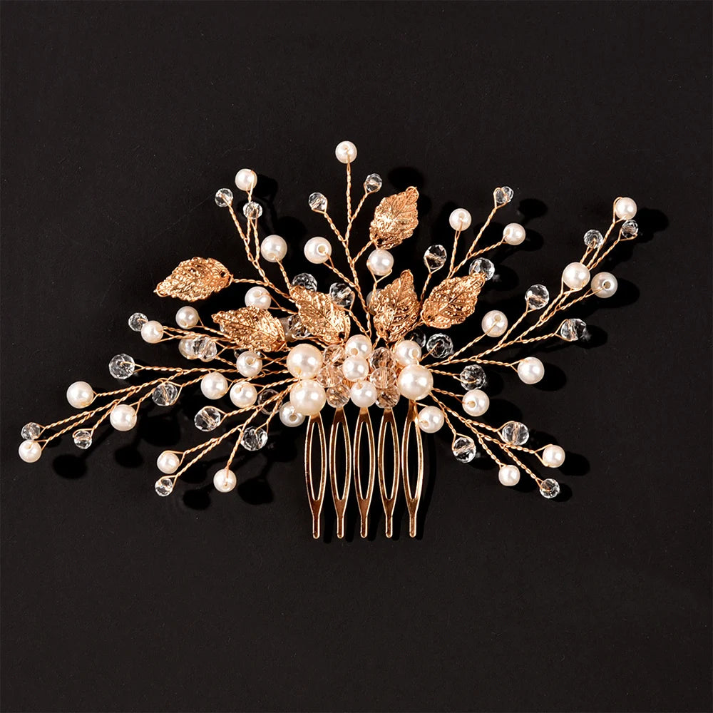 Crystal Pearl Hair Comb Clip Pin