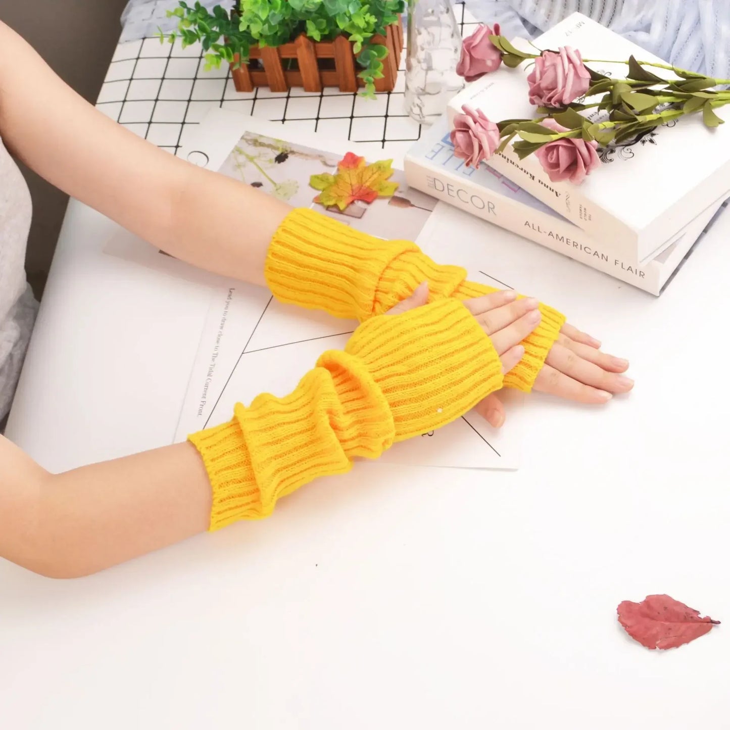 Knitted Arm Warmer Long Fingerless Gloves