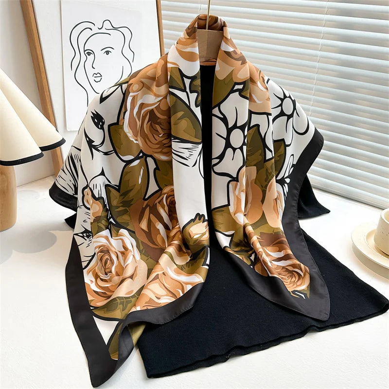 90*90Cm Square Scarf Twill Silk Bandana Pashmina