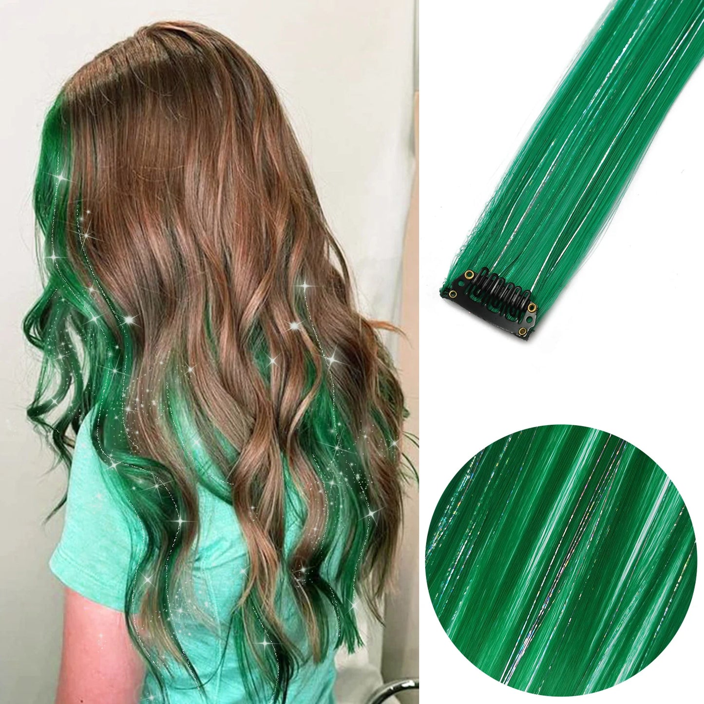 6pcs/pack Colored Party Highlights Clip in Hair Extensions