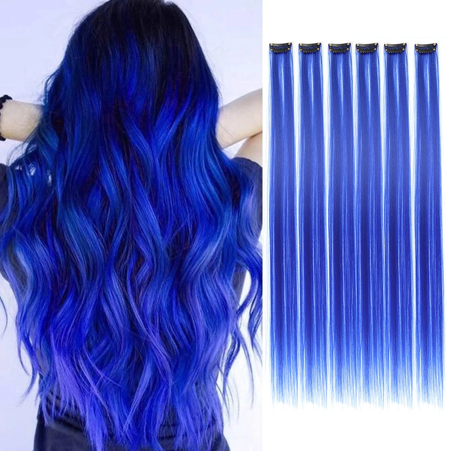 6pcs/pack Colored Party Highlights Clip in Hair Extensions