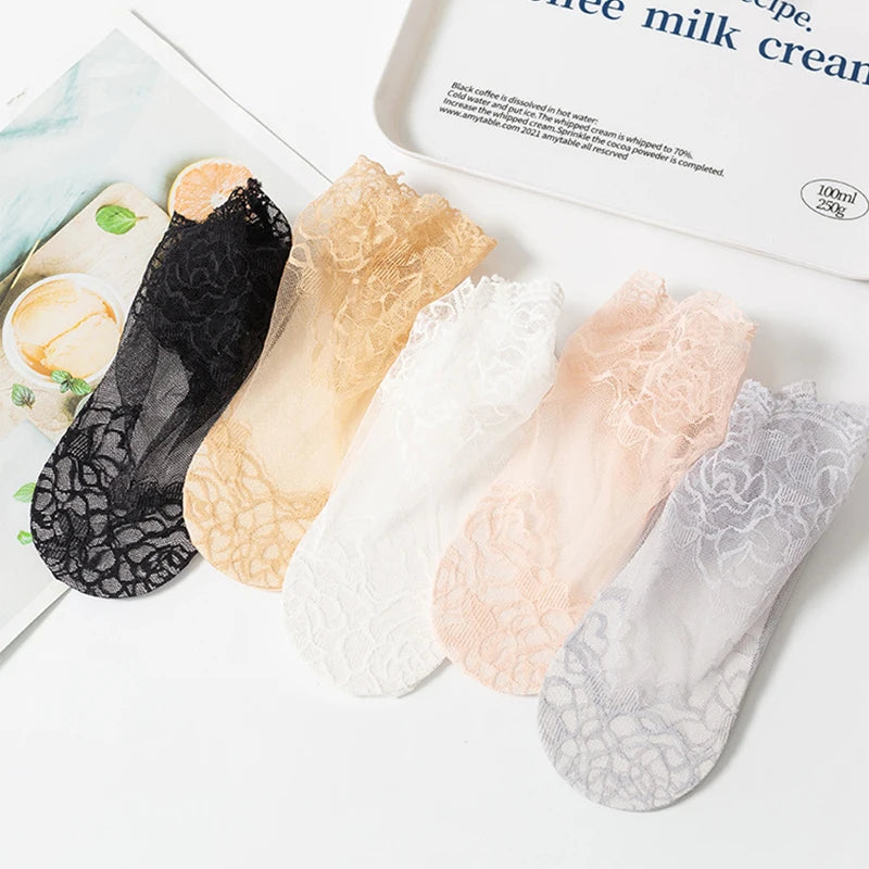 Lot Lolita Women Invisible Lace Socks