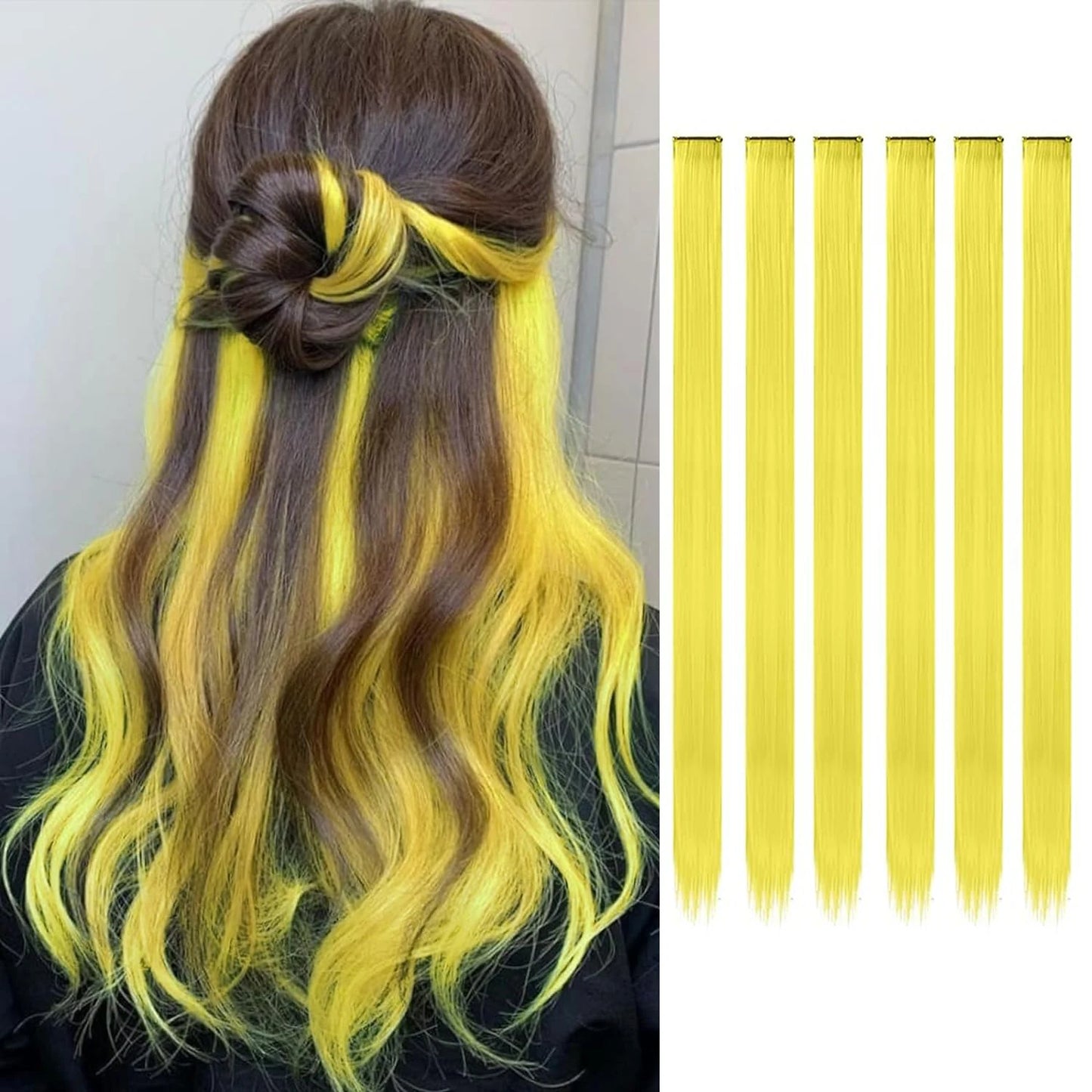 6pcs/pack Colored Party Highlights Clip in Hair Extensions