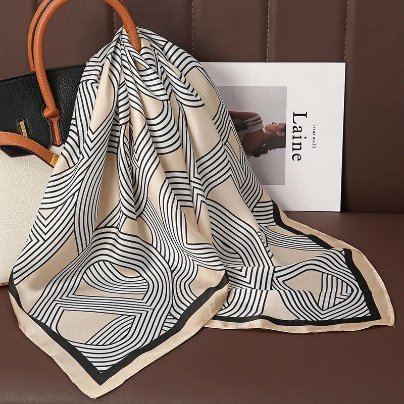 Print Satin Silk Square Scarf