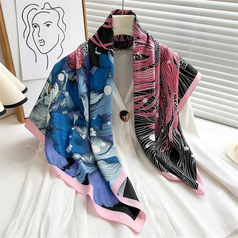 90*90Cm Square Scarf Twill Silk Bandana Pashmina
