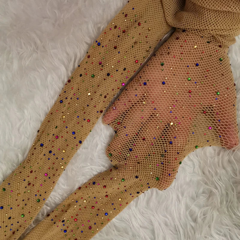Fishnet Diamond Pantyhose Women Fashion Shiny Net Tights