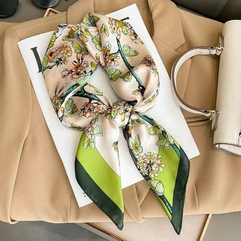 Luxury Design Print Silk Square Scarf