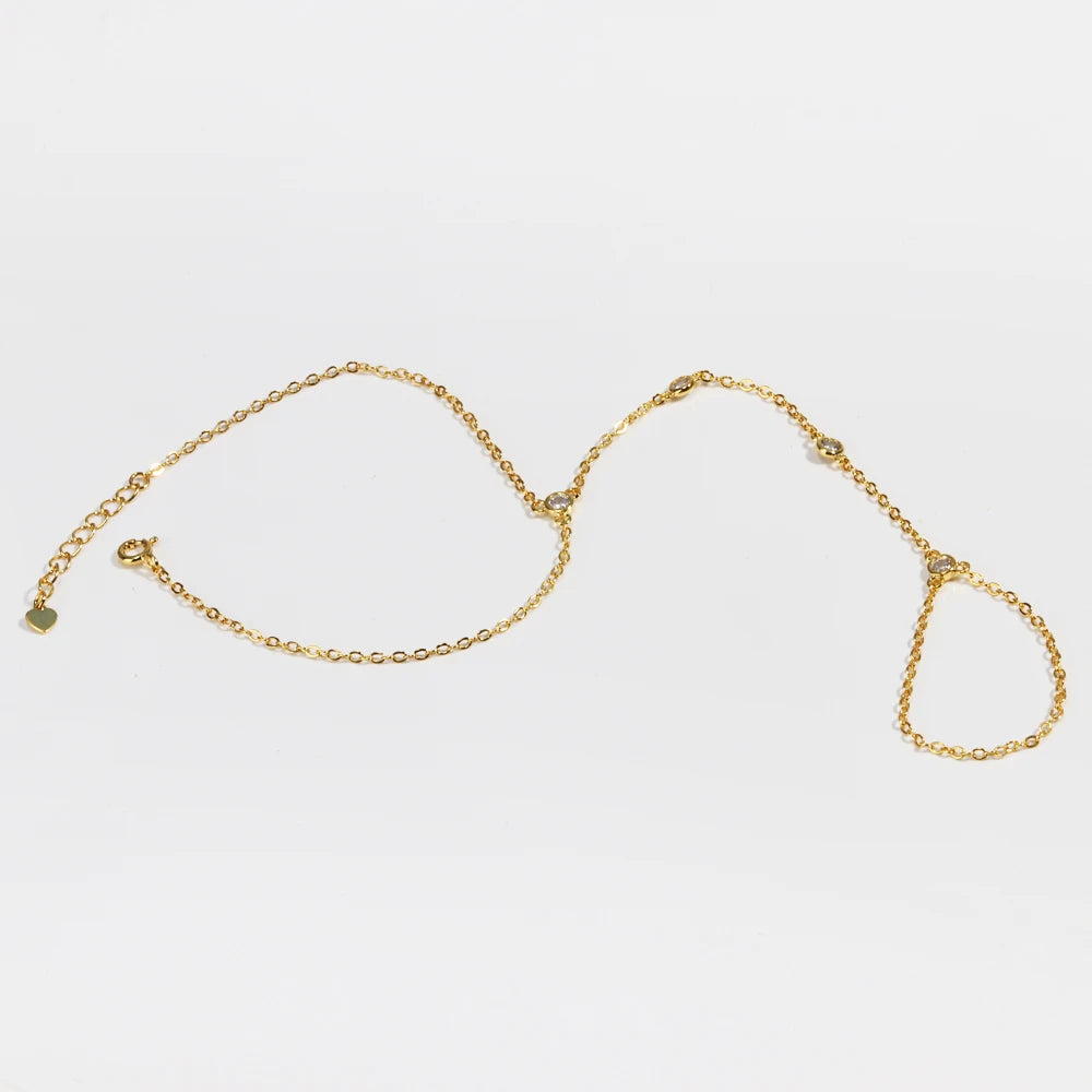 18K Gold plated Stainless Steel Hand Chain Bracelet