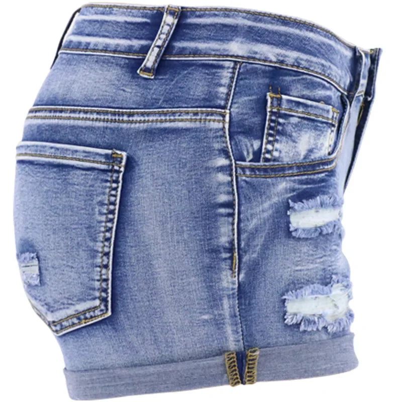 Split Denim Shorts Summer Beach
