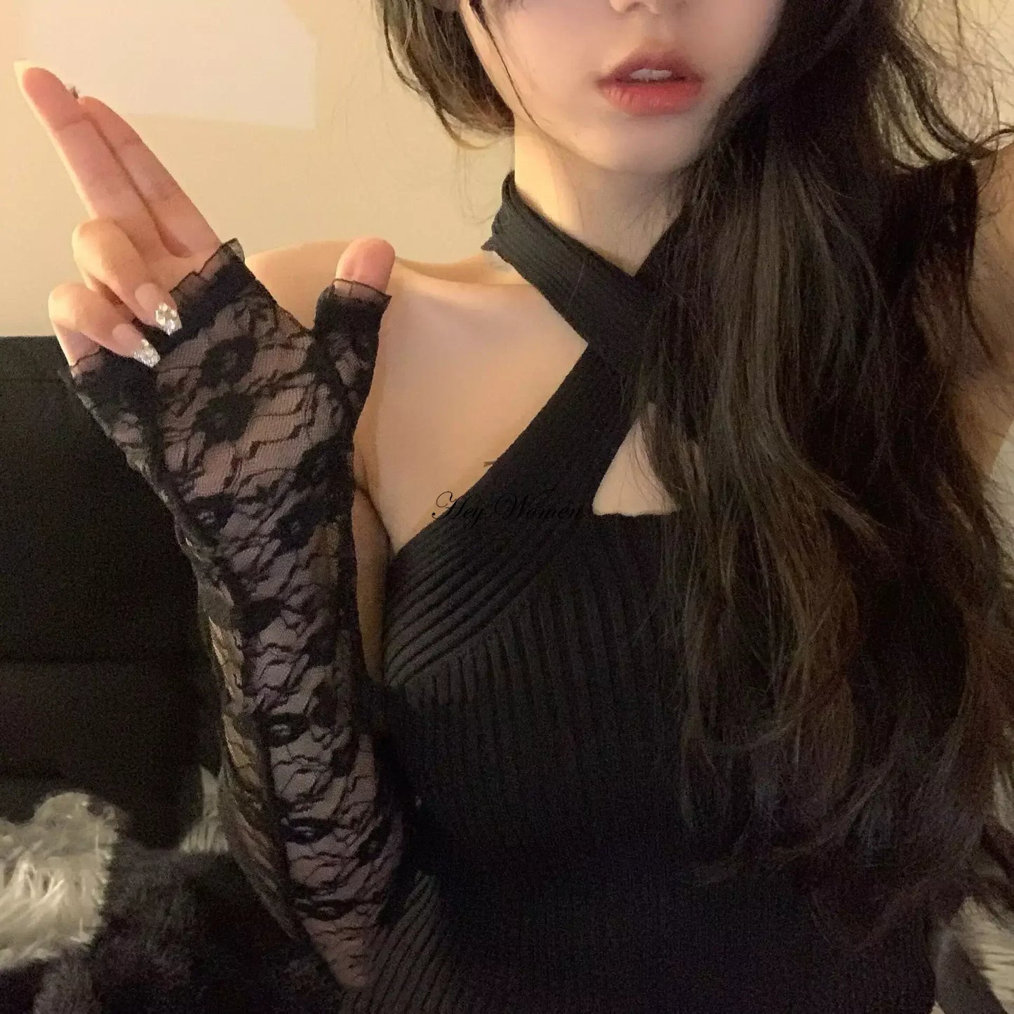Elastic Passion Lolita Gothic Fingerless Retro Gloves