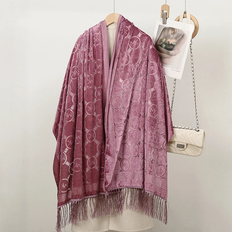 Hollow Lace Gradient Flower Silk Scarf