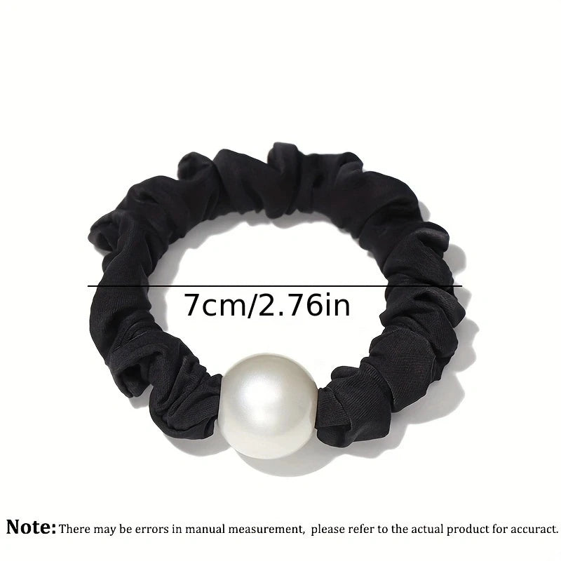 2pcs/set Pearl Skinny Scrunchies Hair Tie