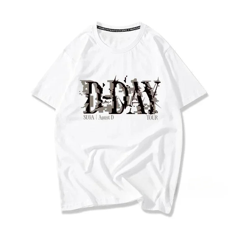 D-DAY Printed Korean Graphic T-Shirt