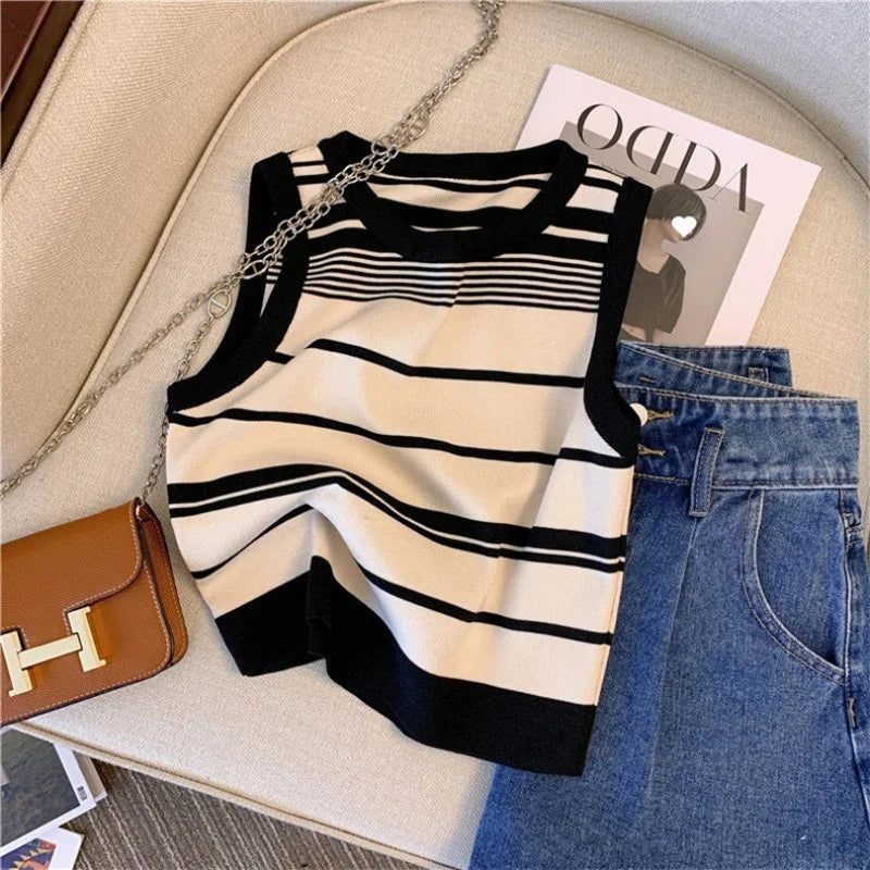 French off-shoulder short sleeveless top