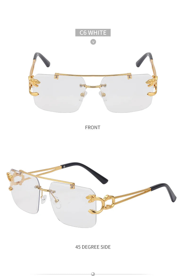 Fashion Metal Leopard Rimless Sunglasses