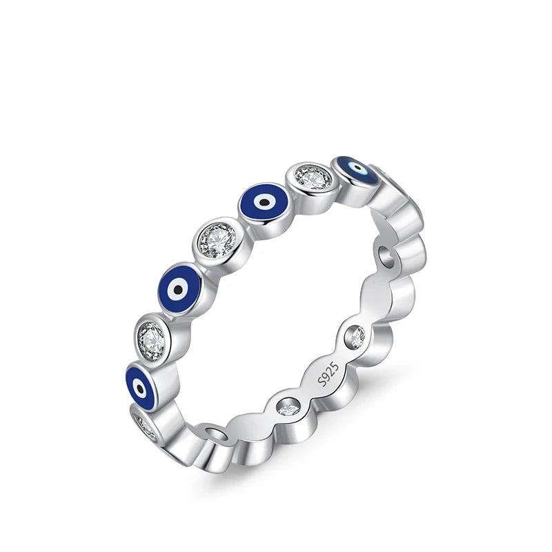 Sterling Silver Cute Blue Ghost Eyes Ring