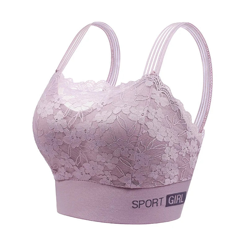 Contrast Lace Wireless Bra