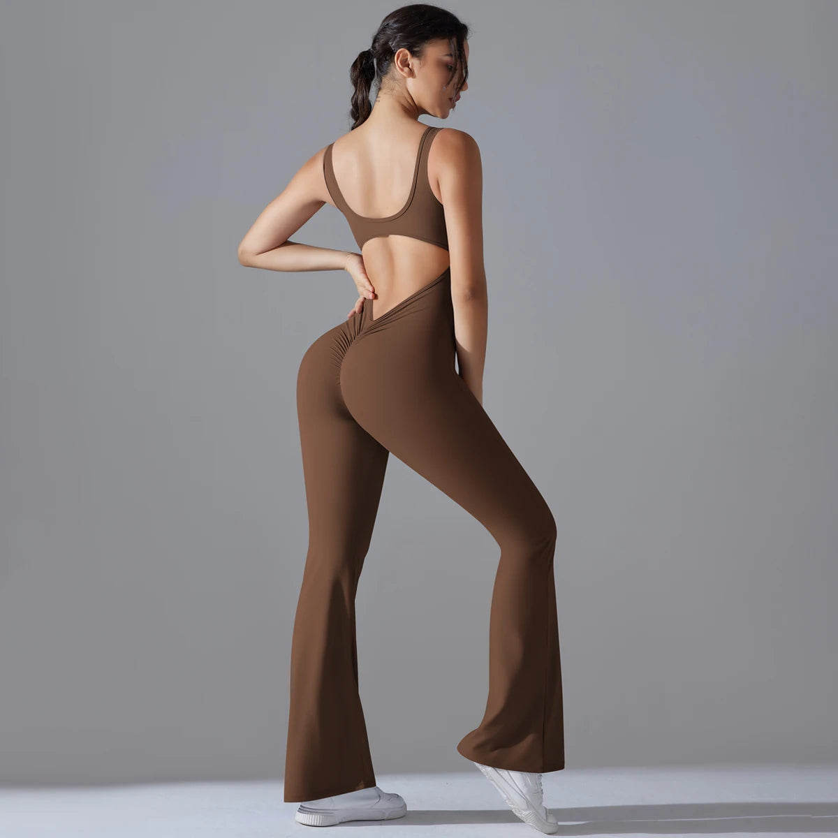 Sexy Back V Jumpsuit Gym Set Women