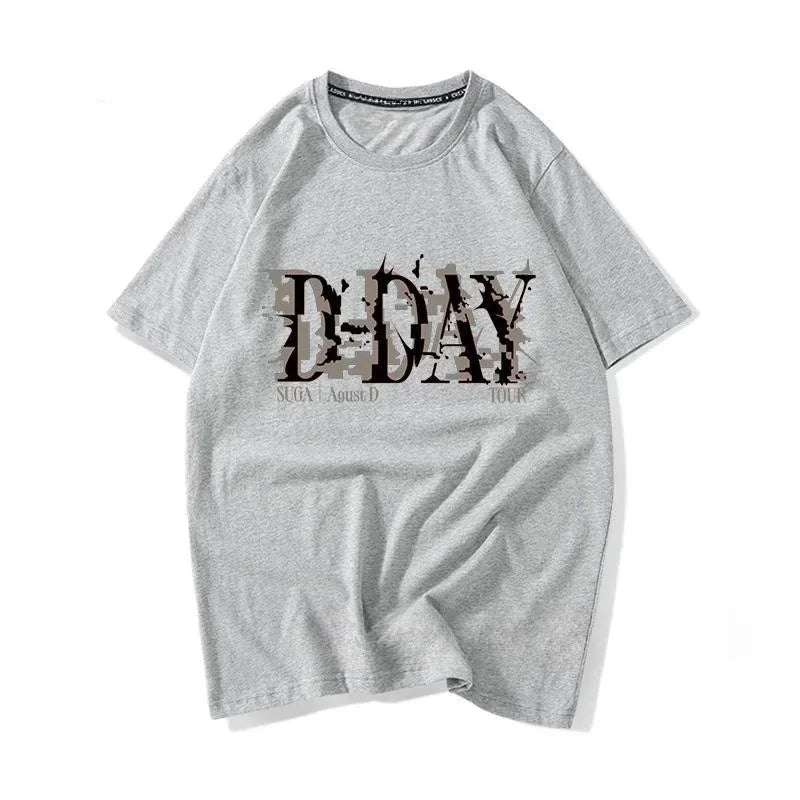 D-DAY Printed Korean Graphic T-Shirt
