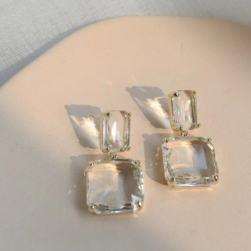 Transparent Glass Crystal Earrings