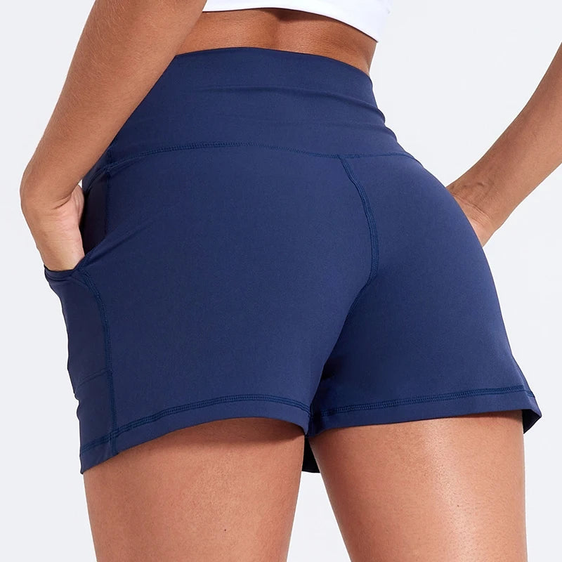 Casual Yoga Shorts Pocket Short High Waist Running Shorts