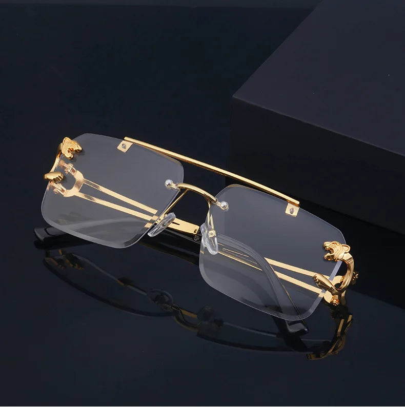 Fashion Metal Leopard Rimless Sunglasses