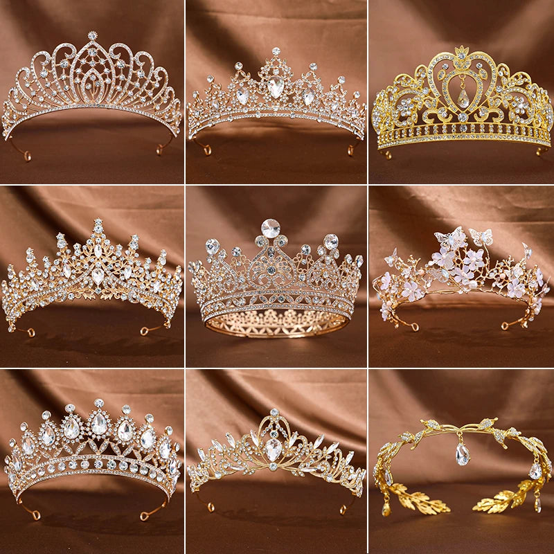 Golden Baroque Crystal Tiaras And Crown