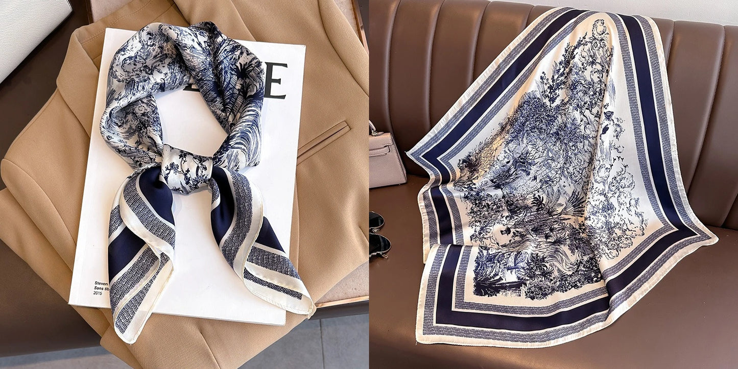 Floral Print Silk Square Scarf