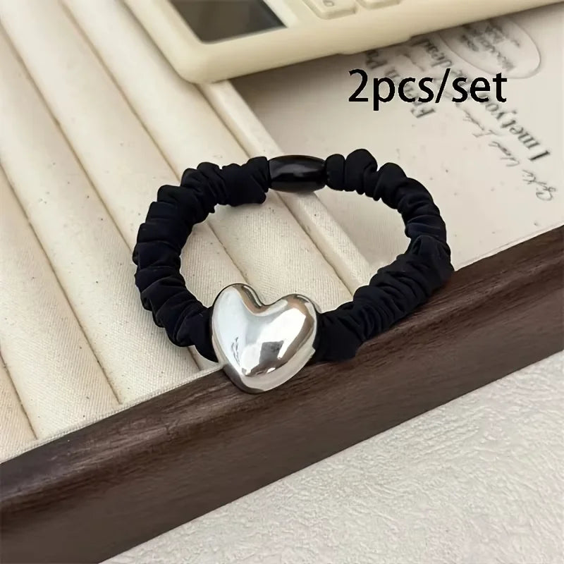 2pcs/set Pearl Skinny Scrunchies Hair Tie