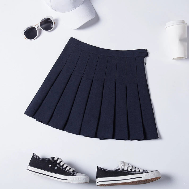 Summer Grey Plaid A-Line High Waist Mini Skirts