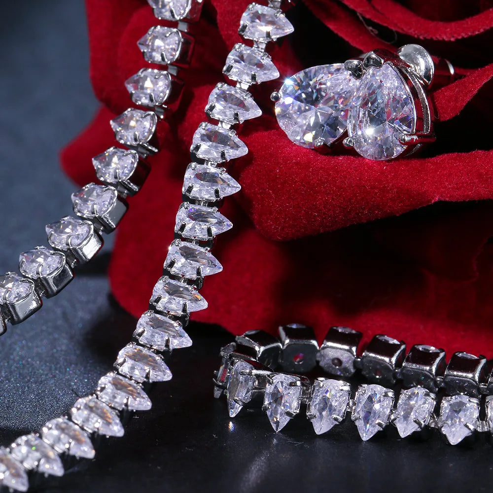Bridal Necklace Earrings Party Jewelry Set for Women