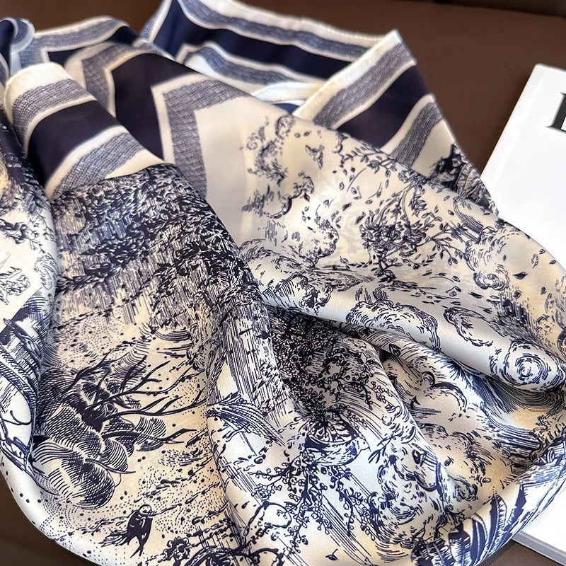Floral Print Silk Square Scarf