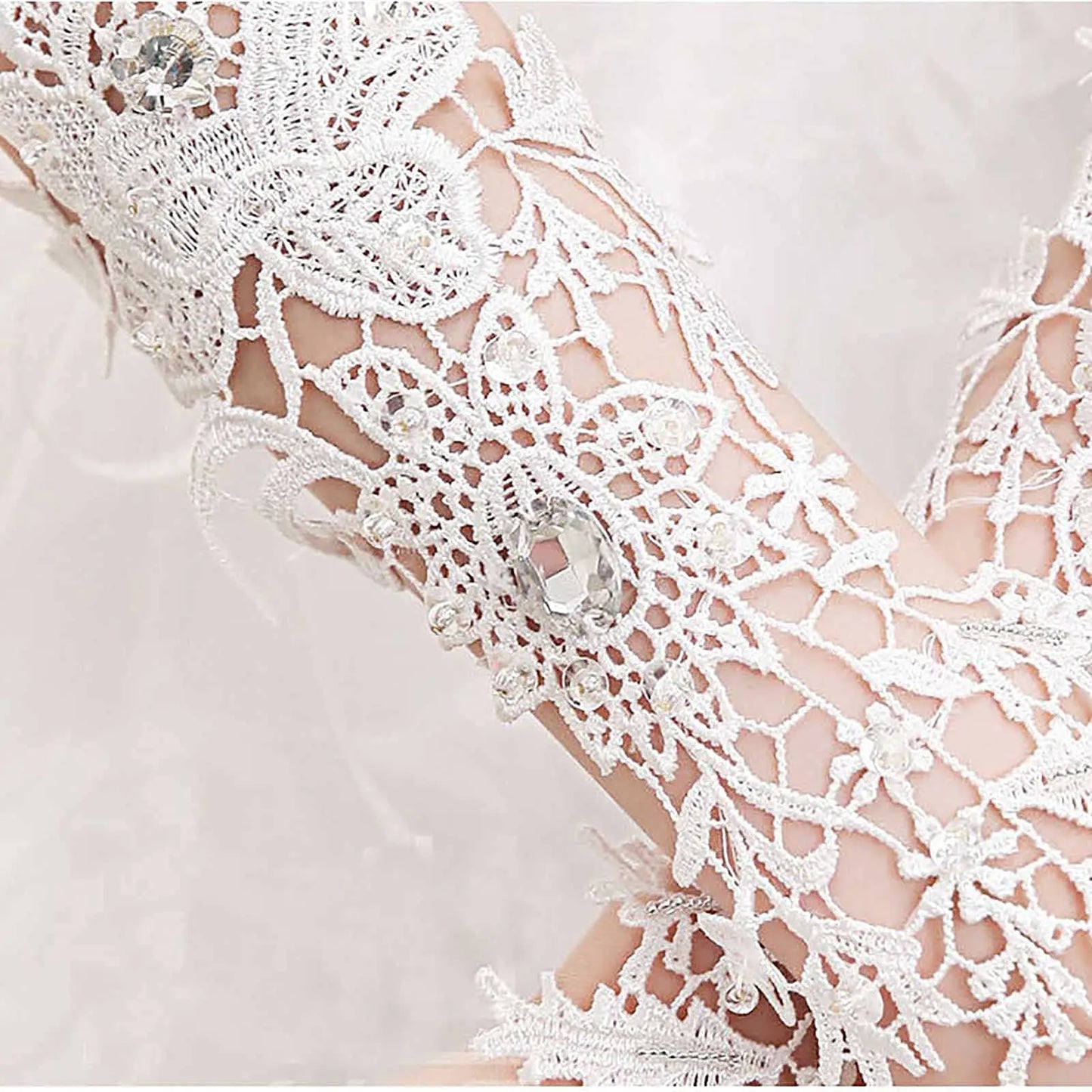 Crystal Women's Wedding Gloves Fingerless Wedding Accessory