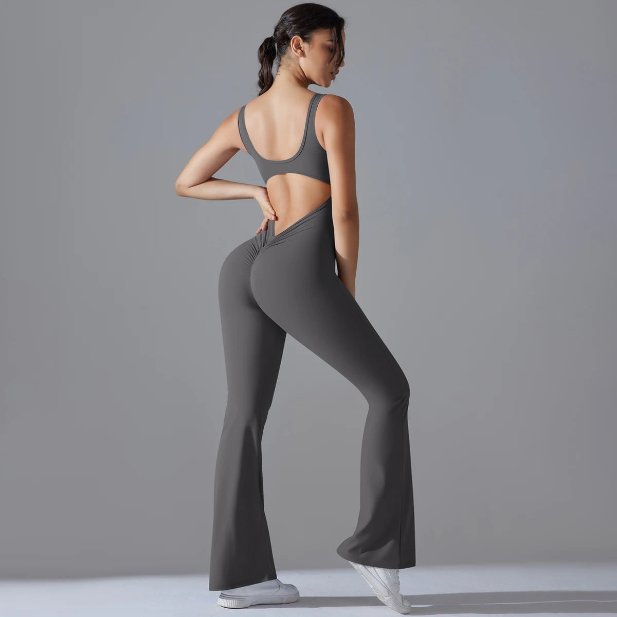 Sexy Back V Jumpsuit Gym Set Women